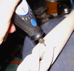 Removing the ridges at the ends of the baluster.