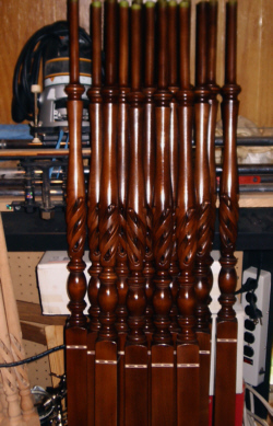 Walnut stained Maple balusters